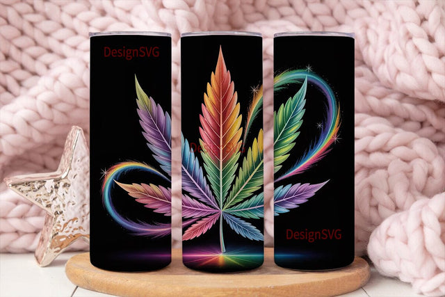 Rainbow Cannabis Leaf 20oz Tumbler Wrap Sublimation DesignSVG 
