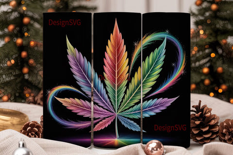 Rainbow Cannabis Leaf 20oz Tumbler Wrap Sublimation DesignSVG 