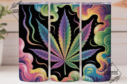 Rainbow Cannabis Leaf 20oz Tumbler Wrap Sublimation sassyprint 