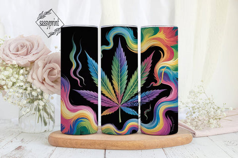 Rainbow Cannabis Leaf 20oz Tumbler Wrap Sublimation sassyprint 