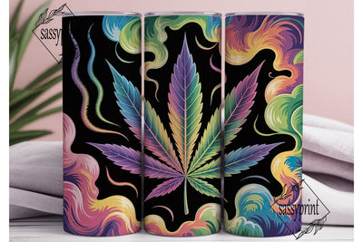 Rainbow Cannabis Leaf 20oz Tumbler Wrap Sublimation sassyprint 