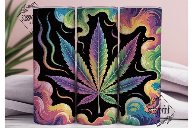 Rainbow Cannabis Leaf 20oz Tumbler Wrap Sublimation sassyprint 