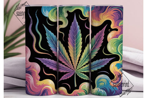 Rainbow Cannabis Leaf 20oz Tumbler Wrap Sublimation sassyprint 