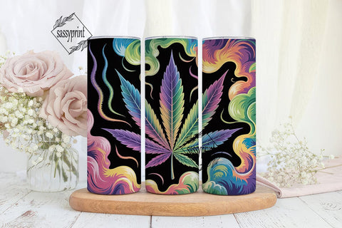 Rainbow Cannabis Leaf 20oz Tumbler Wrap Sublimation sassyprint 