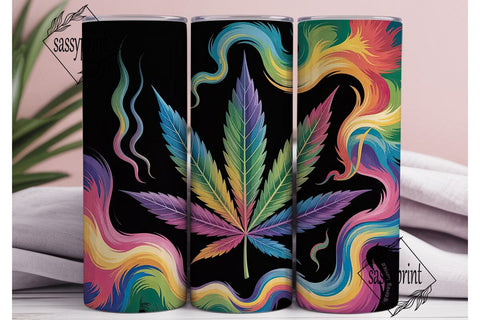 Rainbow Cannabis Leaf 20oz Tumbler Wrap Sublimation sassyprint 