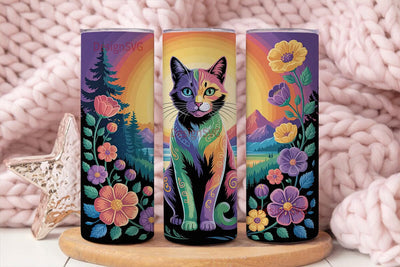 Rainbow Cat 20oz Tumbler Wrap Sublimation DesignSVG 