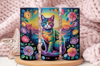 Rainbow Cat 20oz Tumbler Wrap Sublimation DesignSVG 