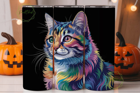 Rainbow Cat 20oz Tumbler Wrap Sublimation PixelChick 