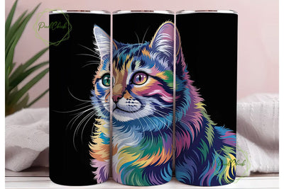 Rainbow Cat 20oz Tumbler Wrap Sublimation PixelChick 
