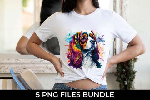 Rainbow Cavalier King Dog Watercolor Bundle Sublimation Free For Commercial Use Sublimation Sintegra 