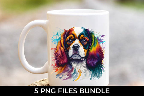 Rainbow Cavalier King Dog Watercolor Bundle Sublimation Free For Commercial Use Sublimation Sintegra 