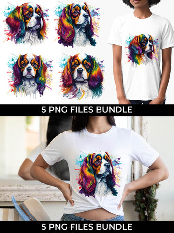 Rainbow Cavalier King Dog Watercolor Bundle Sublimation Free For Commercial Use Sublimation Sintegra 