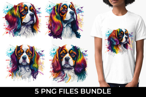 Rainbow Cavalier King Dog Watercolor Bundle Sublimation Free For Commercial Use Sublimation Sintegra 