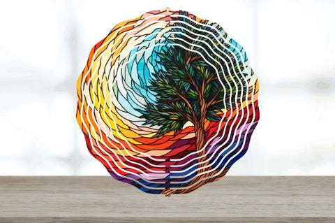 Rainbow Cedar Needles Wind Spinner Sublimation Spinner Design Sublimation Regulrcrative 