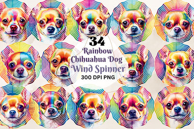 Rainbow Chihuahua Dog Wind Spinner Sublimation PNG Designs Bundle Sublimation Regulrcrative 