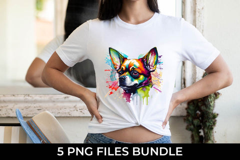 Rainbow Chihuahua Short Hair dog Watercolor Bundle Sublimation Free For Commercial Use Sublimation Sintegra 