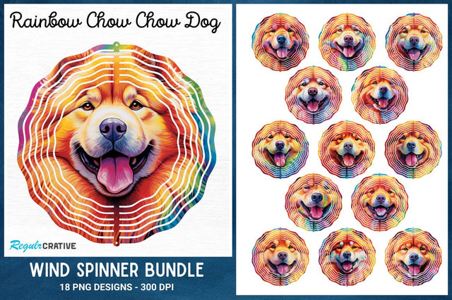 Rainbow Chow Chow Dog Wind Spinner Sublimation Bundle Sublimation Regulrcrative 