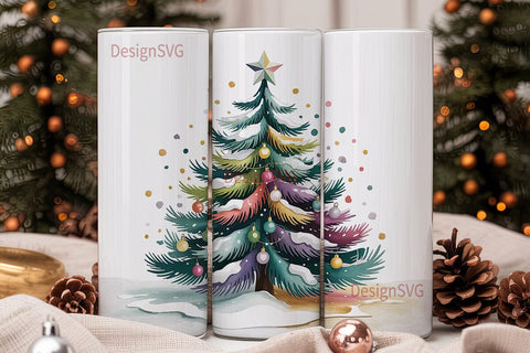 Rainbow Christmas Tree 20oz Tumbler Wrap Sublimation DesignSVG 