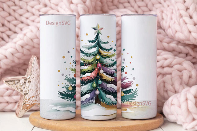 Rainbow Christmas Tree 20oz Tumbler Wrap Sublimation DesignSVG 