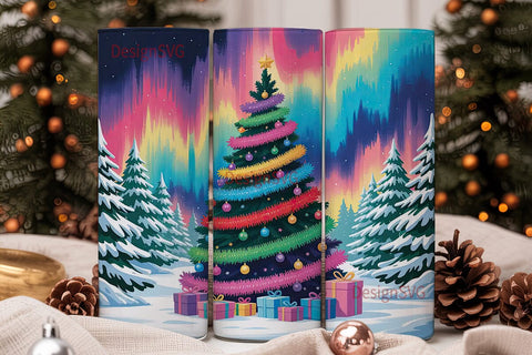 Rainbow Christmas Tree 20oz Tumbler Wrap Sublimation DesignSVG 