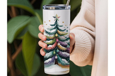 Rainbow Christmas Tree 20oz Tumbler Wrap Sublimation DesignSVG 