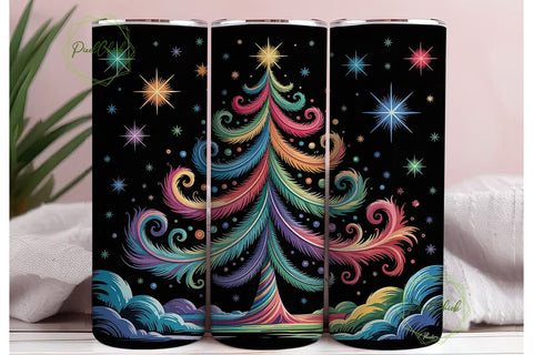 Rainbow Christmas Tree 20oz Tumbler Wrap Sublimation PixelChick 
