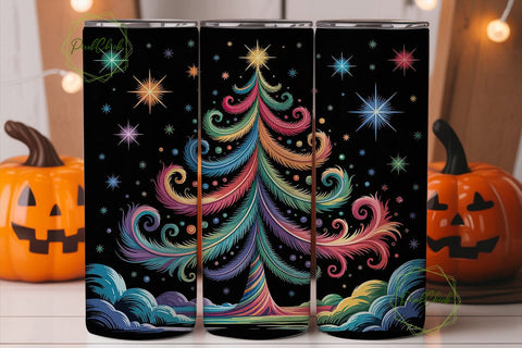 Rainbow Christmas Tree 20oz Tumbler Wrap Sublimation PixelChick 