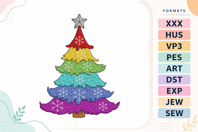Rainbow Christmas Tree with Snowflakes Embroidery Design Embroidery/Applique DESIGNS sg embroidery 
