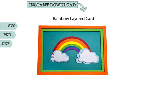 Rainbow & Clouds SVG Paper Cut Greeting Card – Digital Download SVG Sharia Morton Designs 