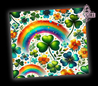 Rainbow Clover St. Patrick's Day 20oz Tumbler, Rainbow Clover Tumbler Wrap, 20oz Tumbler Sublimation, Colorful St Patricks, Lucky Clover Design, Irish Pride Tumbler Sublimation SvggirlplusArt 