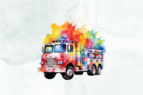 Rainbow Color Fire Truck Sublimation Bundle Sublimation Designangry 