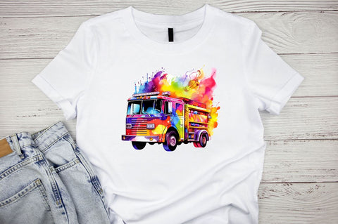 Rainbow Color Fire Truck Sublimation Bundle Sublimation Designangry 