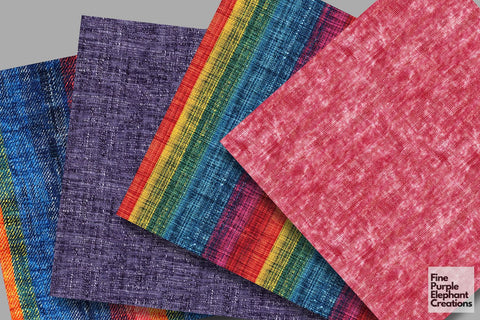 Rainbow Colored Jean Denim Digital Paper - Textured Distressed Fabric Clothing Digital Pattern Fine Purple Elephant Creations 
