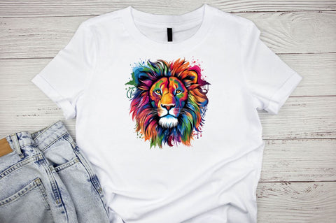 Rainbow Colored Lion Sublimation Clipart Bundle Sublimation Designangry 
