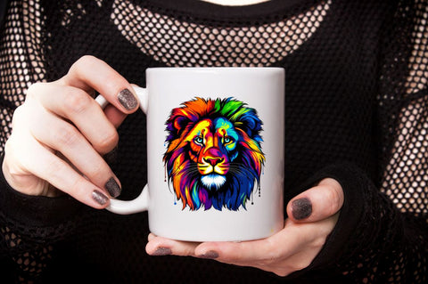 Rainbow Colored Lion Sublimation Clipart Bundle Sublimation Designangry 