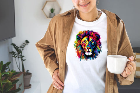 Rainbow Colored Lion Sublimation Clipart Bundle Sublimation Designangry 