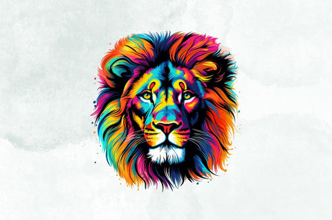 Rainbow Colored Lion Sublimation Clipart Bundle Sublimation Designangry 