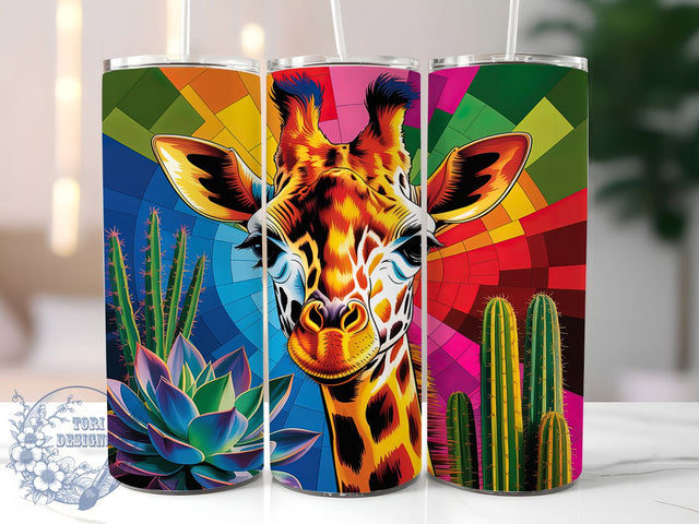 Rainbow Colorful Giraffe Tumbler, Rainbow Giraffe Wrap, Vibrant Animal Mug Design, Sublimation Wrap, Artistic Drinkware, Unique Gift Idea, Bright Safari Cup Sublimation ToriDesigns 