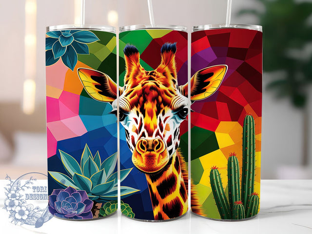 Rainbow Colorful Giraffe Tumbler, Rainbow Giraffe Wrap, Vibrant Animal Mug Design, Sublimation Wrap, Artistic Drinkware, Unique Gift Idea, Bright Safari Cup Sublimation ToriDesigns 