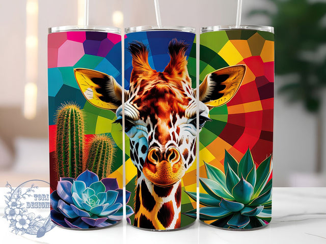 Rainbow Colorful Giraffe Tumbler, Rainbow Giraffe Wrap, Vibrant Animal Mug Design, Sublimation Wrap, Artistic Drinkware, Unique Gift Idea, Bright Safari Cup Sublimation ToriDesigns 