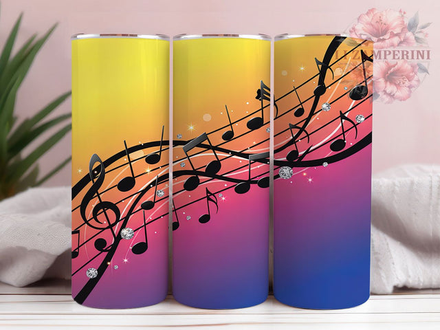 Rainbow Colorful Music Notes Tumbler, Colorful Musical Sublimation Design, Vibrant Music Art, 20oz Rainbow Tumbler, Whimsical Music Mug, Bright Musical Cup, Stylish Rainbow Wrap Sublimation Li Zamperini 