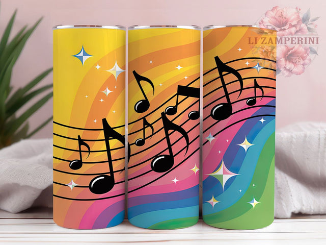 Rainbow Colorful Music Notes Tumbler, Colorful Musical Sublimation Design, Vibrant Music Art, 20oz Rainbow Tumbler, Whimsical Music Mug, Bright Musical Cup, Stylish Rainbow Wrap Sublimation Li Zamperini 