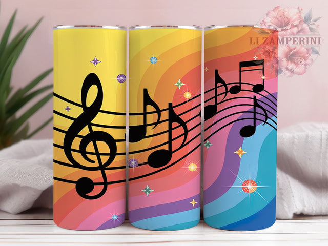 Rainbow Colorful Music Notes Tumbler, Colorful Musical Sublimation Design, Vibrant Music Art, 20oz Rainbow Tumbler, Whimsical Music Mug, Bright Musical Cup, Stylish Rainbow Wrap Sublimation Li Zamperini 