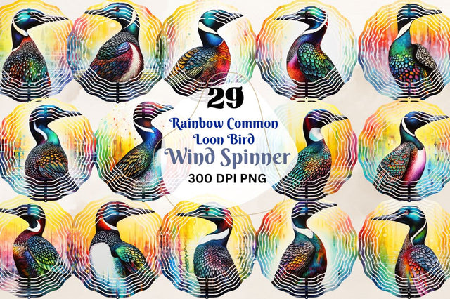 Rainbow Common Loon Bird Wind Spinner Sublimation bundle Sublimation Regulrcrative 