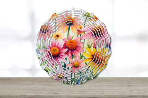 Rainbow Coneflower Flowers Wind Spinner Sublimation Bundle Sublimation Regulrcrative 