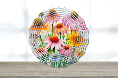Rainbow Coneflower Flowers Wind Spinner Sublimation Bundle Sublimation Regulrcrative 
