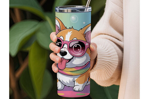 Rainbow Corgi Tumbler Wrap Sublimation DesignSVG 