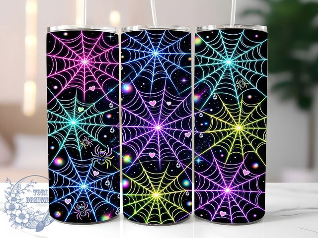 Rainbow Cosmic Webs 20oz Tumbler, Rainbow Design, Cosmic Style, Web Pattern, Sublimation Wrap, 20oz Tumbler, Mystical Aesthetic, Fantasy Theme Sublimation ToriDesigns 