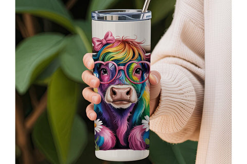 Rainbow Cow Tumbler Wrap Sublimation DesignSVG 