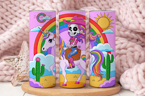 Rainbow Cowgirl Unicorn Tumbler Wrap Sublimation DesignSVG 